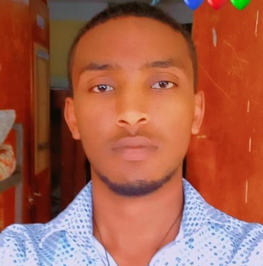 Person peeking fro behind laptop